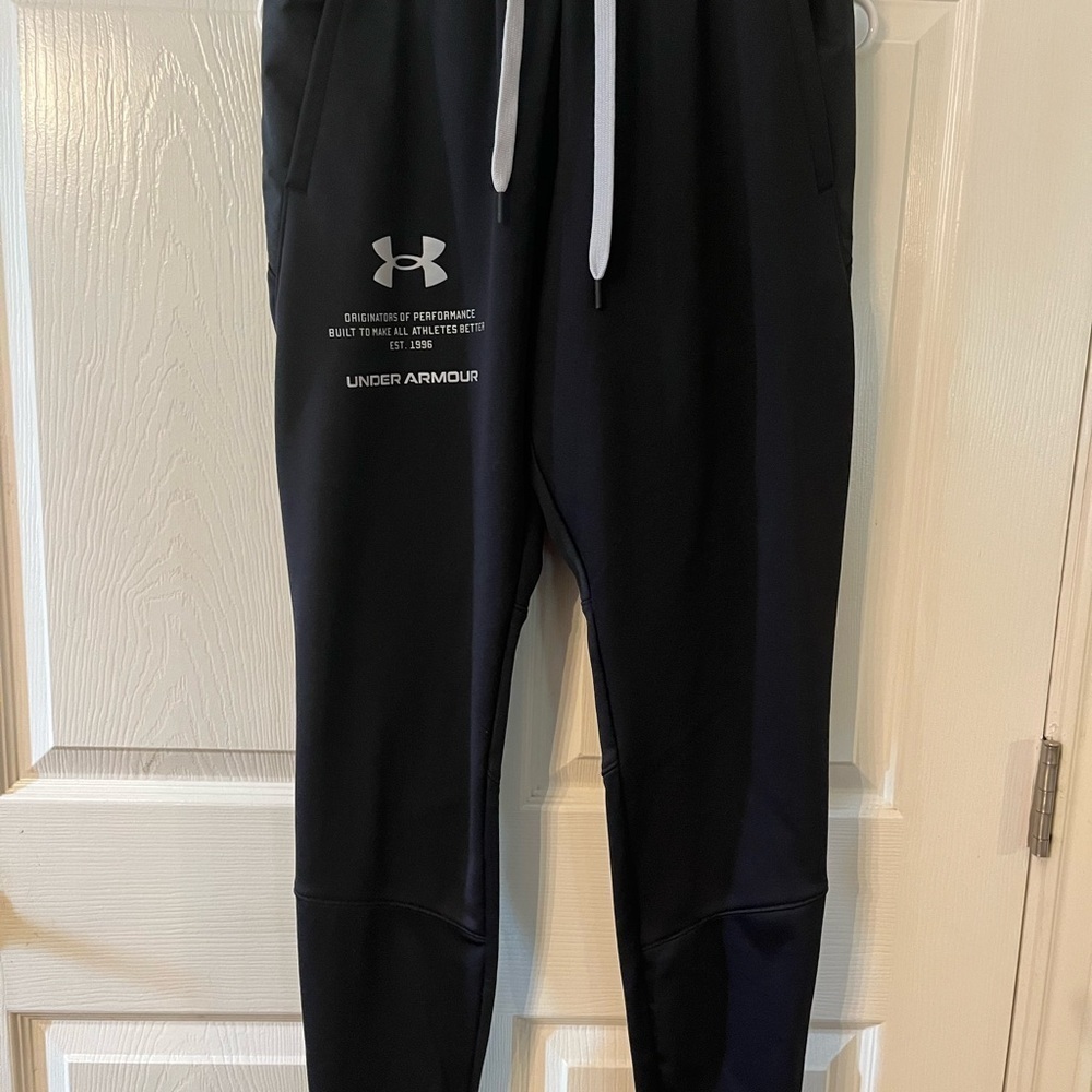 Under Armour Black Track Pants with White Accents